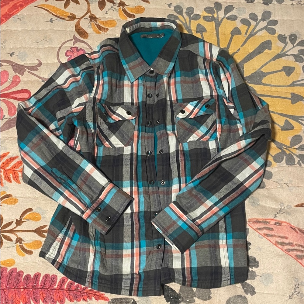 Prana Plaid Long Sleeve Shirt - Black, Gray, Teal, Red